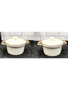 Onemore Ramekins with Lids 6 oz Oven Safe Ceramic Mini Casserole Set of 2
